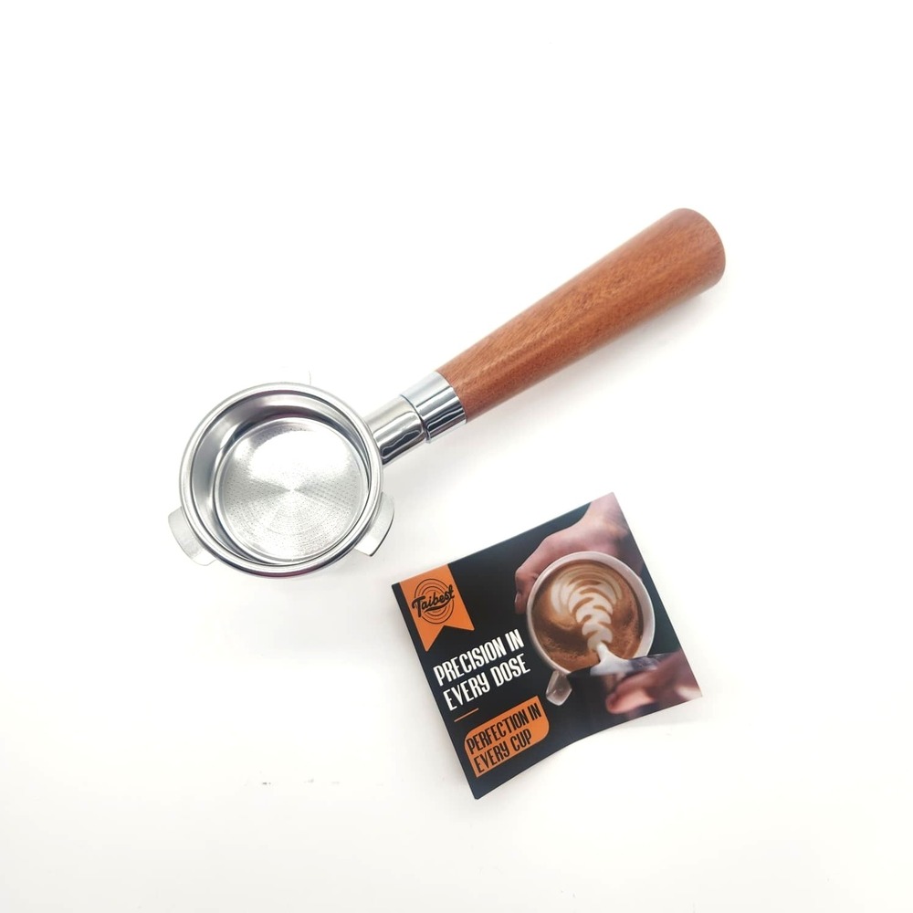 TaiBest 54mm Portafilter Breville BES870 878 880 Dual Spout Rosewood Stainless
